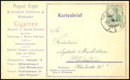 5 Pf. Germania, Anzeigen- Kartenbrief Gestplt. 08.08.08 Wiesbaden  BF5 Pf. Germania, Advertisements Letter-card... - Autres & Non Classés