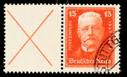 X+15 Pfg, Hindenburgspende 1927, Gestempelt STUTTGART, Mi. 200,-, Katalog: W25 OX 15 Pfg, Hindenburg-donation... - Autres & Non Classés