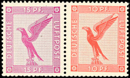 15 Pf/10 Pf Flugpost, Waag. Zusammendruck Tadellos Postfrisch, Mi. 200.-, Katalog: W22 **15 Pf / 10 Pf Airmail,... - Autres & Non Classés