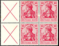 X+10 Pf. Germania, Sehr Gut Gezähnt, Unterer Zusammendruck Postfrisch Im H-Blatt Ohne Rand (oberes Paar... - Autres & Non Classés