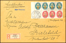 Nothilfe 1928, X+8+15 Pfg Heftchenblatt Mit Rand Fast Portorichtig (2 Pfg überfrankiert) Auf R-Brief Mit... - Autres & Non Classés