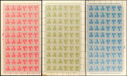 Germania 1921, 40, 30 Und 60 Pfg, Je 1/3 Markenheftchenbogen (je 60 Marken, Mittig Waager. Gefaltet), Postfrisch... - Autres & Non Classés