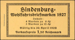 Hindenburgspende 1927, Markenheftchen, Postfrisch, 2 Marken Heftspuren, Rückseitiger Deckel Angeraut, Mi.... - Carnets