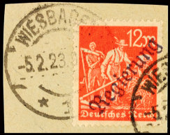 12 Mk Orangerot, Violettschwarzer Aufdruck "Regierung" In Type II, Mit Vollem Stempel "WIESBADEN 1 U 5.2.23" Auf... - Autres & Non Classés