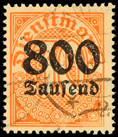 800 Tsd. A. 30 Pf. Orange, Wz.1, Tadellos, Gestempelt, Gepr. Peschl/Infla, Katalog: 95Y O800 Tsd. On 30 Pf.... - Autres & Non Classés