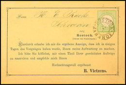 1/3 Gr. Großer Schild, Grün, Einzelfrankatur Auf Vertreterkarte Mit Mecklenburg-K2 "ROSTOCK-BAHNHOF... - Autres & Non Classés