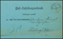 "BÜTZFLETH 30 NOVBR.83", Sp.3, Klar Auf Nachtaxierter Postzustellungsurkunde (gelocht, Nicht Ganz... - Autres & Non Classés