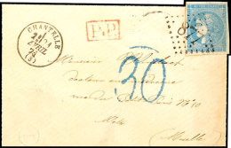 1871, Frankreich Bordeaux-Ausgabe 20 C. Blau Mit Klarem GC "877" Auf Kleinformatigem Trauerrandbrief Aus  CHANTELLE... - Autres & Non Classés