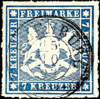 7 Kreuzer Blau, Farbfrisches Kabinettstück, Klar Gestempelt "NEUENBÜRG", Gepr. Irtenkauf BPP, Mi. 160.-,... - Autres & Non Classés