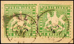 1 Kr In B-Farbe Zweimal Tadellos Auf Briefstück Mit Zwei Stempelabschlägen "ULM 6 OCT", Mi. 240.-,... - Autres & Non Classés