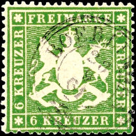 6 Kreuzer Grün, Farbfrisches Und Vollzähniges Kabinettstück, Klar  Gestempelt Mit K2 "BOEBLINGEN",... - Autres & Non Classés