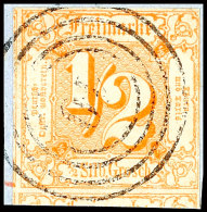 1/2 Sgr. Orange, Sehr Breitrandig Mit Teilen Von 3 Nebenmarken Auf Briefstück, Zentrischer 4-Ring "28"... - Autres & Non Classés