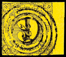 9 Kr. Schwarz Auf Lebhaftbraungelb, Type II, Allseits Vollrandiges Kabinettstück Vom Rechten Bogenrand (4 - 5... - Autres & Non Classés