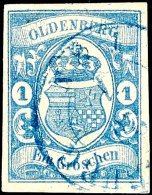 1 Groschen Blau, Allseits Vollrandiges Und Farbfrisches Kabinettstück, Klar Gestempelt Mit Blauem K2... - Oldenbourg