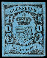 1 Gr Schwarz Auf Blau Tadellos Ungebraucht Und Allseits Breitrandig, Mit Sauberem Falzrest, Signiert, Mi. 800.-,... - Oldenbourg