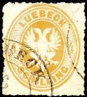 4 Sch. Olivbraun, K2 LÜBECK,  Kabinett, Gepr. Pfenninger, Mi. 130,-, Katalog: 12A O4 Sch. Olive Brown, Two... - Luebeck