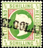 1/2 Schilling Grünoliv/karminrot, Farbfrisches Kabinettstück, Klar Gestempelt Mit Hamburger Langstempel I... - Héligoland