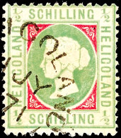 1/2 S. Blaugrün/dunkelkarmin, Gestempelt, Leichte Zahnfehler, Signiert C. Brettl BPP, Mi. 380,-, Katalog: 6xa... - Héligoland