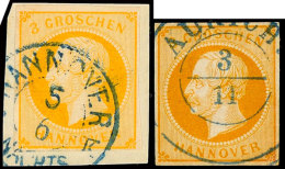 3 Gr. In A-Farbe Tadellos Auf Briefstück, Sowie B-Farbe Tadellos Gestempelt, Mi. 205.-, Katalog: 16a+b... - Hanovre