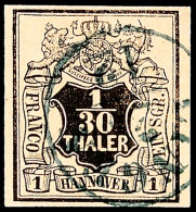 1/30 Th. Schwarz Auf Lachsfarben, K1 LINGEN, Luxus, Gepr. Berger BPP, Mi. 65,-, Katalog: 3a O1 / 30 Th. Black... - Hanovre
