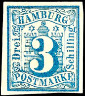 3 Schilling Preußischblau, Vollrandig, Ungebraucht Mit Originalgummierung, Gepr. Georg Bühler, Mi.... - Hambourg