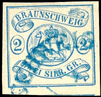 2 Silbergroschen Preußischblau, Vollrandiges Und Farbfrisches Kabinettstück, Klar Gestempelt Mit Blauem... - Brunswick