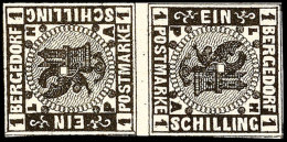 1 S Schwarz Auf Weiß, Senkrechtes Kehrdruck-Zwischenstegpaar Tadellos Postfrisch, Mi. 400.-, Katalog: 2KZS... - Bergedorf