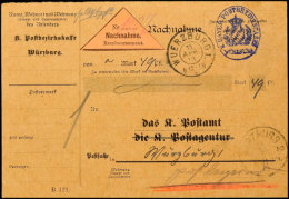 1913, Postsachen-Nachnahme-Karte Der Postbezirkskasse Im Ortsverkehr Aus  WÜRZBURG 15.APR.13 Mit... - Autres & Non Classés
