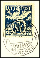 25 Pfg Halbamtliche Flugpostmarke 1912, Tadellos Gestempelt "FLUGPOST MÜNCHEN" Auf Briefstück, Kabinett,... - Autres & Non Classés