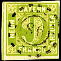 9 Kr. Gelbgrün, Type I, Voll- Bis Breitrandig Mit OMr. "86", Kabinett, Signiert Sem BPP, Mi. 130,-, Katalog:... - Autres & Non Classés