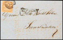 6 Kr. Kacsrot Mit Zackenkranzstempel "87" Auf Brief Von "MANNHEIM 28 JAN 1861" Nach Saarbrücken, Katalog: 11a... - Autres & Non Classés