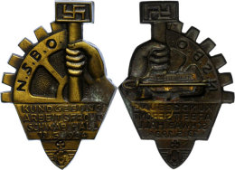 Abzeichen "N.S.B.O. Kundgebung Arbeitsfront Schwäb. Hall 13.5.1934", Metall, Bronziert, An Nadel, Hersteller... - Non Classés