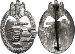 Panzerkampfabzeichen In Silber, Ohne Einsatzzahl, Kriegsmetall Versilbert, Massiv, An Nadel, Zustand II-III.,... - Non Classés