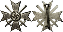 Kriegsverdienstkreuz, Kreuz 1. Klasse Mit Schwertern, Buntmetall Versilbert, An Nadel, Nadel Markiert "43", Zustand... - Non Classés