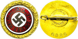Goldenes Ehrenzeichen Der NSDAP, Kleine Ausführung 24 Mm, Waagerecht Broschiert, Mit Kleiner Trägernummer... - Non Classés