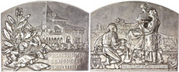 Frankreich, Versilberte Bronzeplakette (ca. 100x81mm, Ca. 193,37g), 1900, Von H. Kautsch, Auf Die Beteiligung Von... - Autres & Non Classés