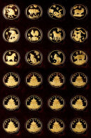 China, 12 Symbolische Tierzeichen, 12 Vergoldete Silbermedaillen, Je 28 Gr, 33 Mm, In Spezialschatulle Mit... - Autres & Non Classés