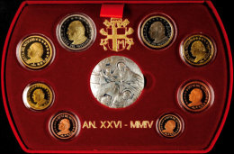 1 Cent Bis 2 Euro, 2004, KMS, Johannes Paul II., Weihnachten Von Giotto, Mit Zertifikat In Ausgabeschatulle Und... - Vatican