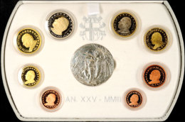 1 Cent Bis 2 Euro, 2003, KMS, Johannes Paul II., Hommage An Leonardo, Mit Zertifikat In Ausgabeschatulle Und... - Vatican