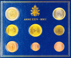 1 Cent Bis 2 Euro, 2002, KMS, Johannes Paul II., Im Blauen Folder, St.  St1 Cent Till 2 Euro, 2002, KMS,... - Vatican