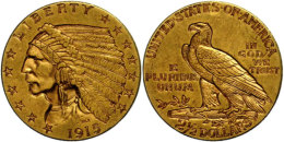 2 1/2 Dollars, Gold, 1915, Indian Head, Fb. 120, Ss-vz.  Ss-vz2 + Dollars, Gold, 1915, Indian Head, Fb. 120,... - Autres & Non Classés