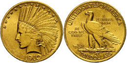 10 Dollars, Gold, 1910, Indian Head, Fb. 166, Ss-vz.  Ss-vz10 Dollars, Gold, 1910, Indian Head, Fb. 166, Very... - Autres & Non Classés