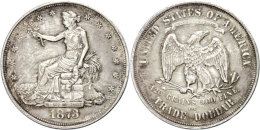 Trade Dollar, 1873, Carson City, KM 108, Kl. Kratzer, Ss.  SsTrade Dollar, 1873, Carson City, KM 108, Small... - Autres & Non Classés