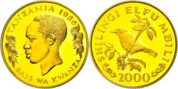 2000 Shilingi, Gold, 1986, Goldbauch-Nektarvogel, Auflage 5000 Stück, 10g Aus 916er Gold, Fb. 4, In Kapsel,... - Tanzanie