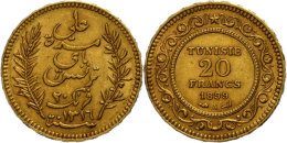 20 Francs, Gold, 1899, Ali Bei, Fb. 12, KM 227, Ss-vz.  Ss-vz20 Franc, Gold, 1899, Ali By, Fb. 12, KM 227, Very... - Tunisie