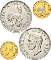 Set Zu 5 Shillings Und 1/4 Unze Gold, 2012, Springbok Jubilee Prestige Set, Auflage Nur 500 Stück!, Mit... - Afrique Du Sud