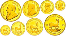 2003, Krügerrand Prestige Set, 100, 50, 20 Und 10 Rand Gold, 1 Oz, ½ Oz, ¼ Oz Und 1/10 Oz... - Afrique Du Sud