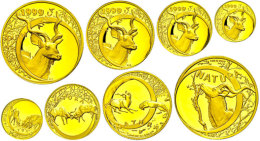 Set Zu 1/10, 1/4, 1/2 Und 1 Unze Gold, 1999, Natura Prestige Set-Kudu, Auflage Nur 600 Stück! Mit Zertifikat... - Afrique Du Sud