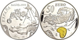 50 Euro, 2004, Salvadore Dali, KM 1054, Ca. 168,75g, Mit Zertifikat In Ausgabeschatulle, PP (berührt, Kl.... - Autres & Non Classés