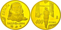 400 Euro, Gold, 2004, Salvadore Dali-Frau Am Fenster, KM 1058, Auflage Nur 5000 Stück, Mit Zertifikat In... - Autres & Non Classés